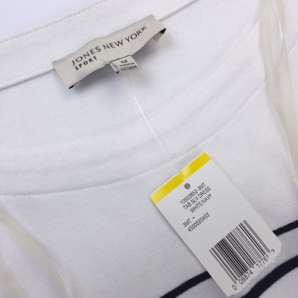 New Jones New York Cotton Striped Black and White Dress Sz M - Picture 3 of 7